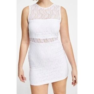 Bar III Sleeveless Lace Mini Dress Women 2X White